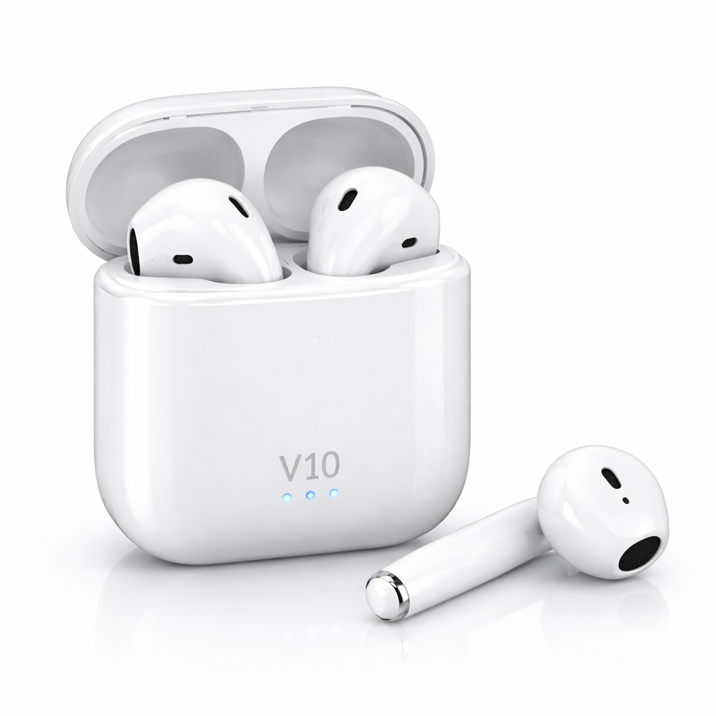 Mini V10 Wireless Bluetooth AirPods – HD Sound Touch Control Earbuds